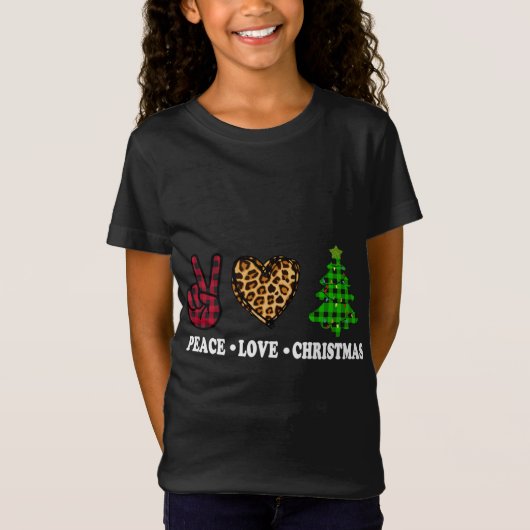 Peace Love kerstboom Buffalo T-shirt (Voorkant)