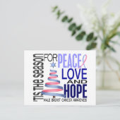 Peace Love Kerstfeestdag Male Breast Cancer Feestdagenkaart (Staand voorkant)