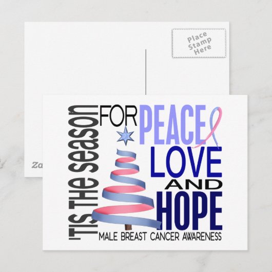 Peace Love Kerstfeestdag Male Breast Cancer Feestdagenkaart (Voorkant / Achterkant)