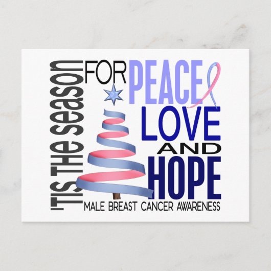 Peace Love Kerstfeestdag Male Breast Cancer Feestdagenkaart (Voorkant)