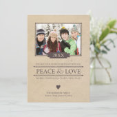 Peace & Love kerstfoto Flat Kaart (Staand voorkant)