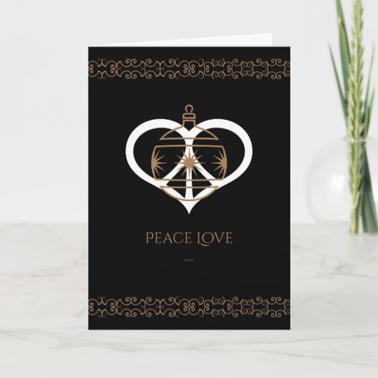 Peace Love & Kerstgevluchte Wenskaart Kaart (Voorkant)