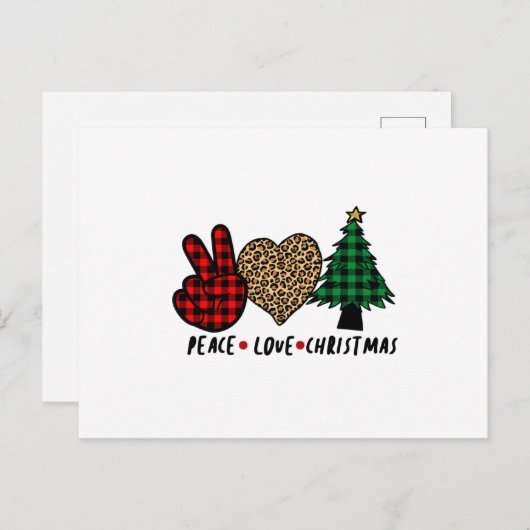 Peace Love Kerstmis Briefkaart (Voorkant / Achterkant)