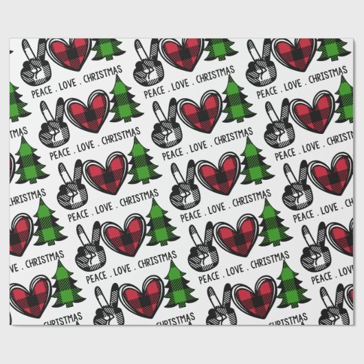 Peace Love Kerstmis Cadeaupapier (Vlak)