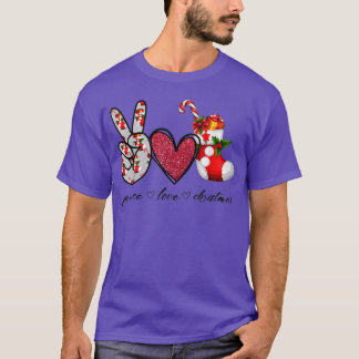 Peace Love Kerstmis Candy Cane Family Kerstmis H T-shirt