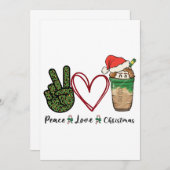 Peace Love Kerstmis Drink Coffee Kaart (Voorkant / Achterkant)