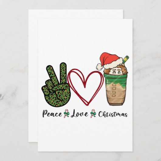 Peace Love Kerstmis Drink Coffee Kaart (Voorkant / Achterkant)