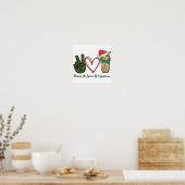 Peace Love Kerstmis Drink Coffee Poster (Keuken)