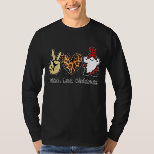 Peace Love Kerstmis Gnome Funny Graphic T-shirt