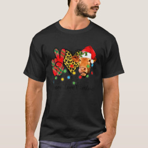 Peace Love Kerstmis Leopard Heart Kerstmis T-shirt