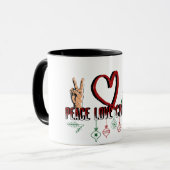 Peace Love Kerstmis Mok (Voorkant links)