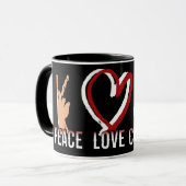 Peace Love Kerstmis Mok (Voorkant links)