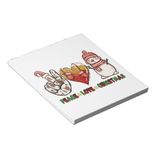 Peace Love Kerstmis Notitieblok (Schuin)