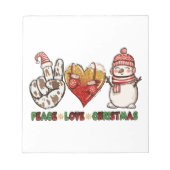 Peace Love Kerstmis Notitieblok (Voorkant)