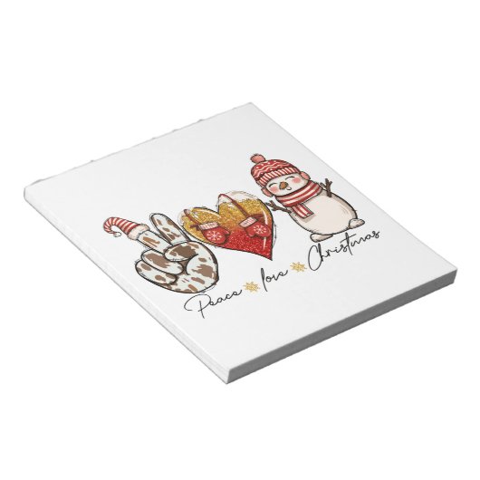 Peace Love Kerstmis Notitieblok (Schuin)