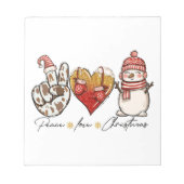 Peace Love Kerstmis Notitieblok (Voorkant)