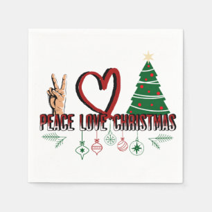 Peace Love Kerstmis roestvrij Servet