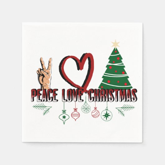 Peace Love Kerstmis roestvrij Servet (Voorkant)