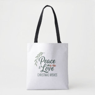 Peace & Love Kersttas Tote Bag