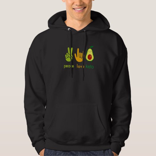 Peace Love Keto Funny Painter Avocado Hand Sign De Hoodie (Voorkant)