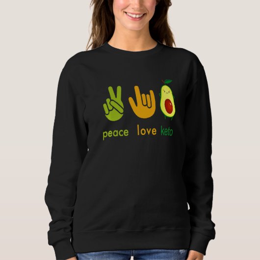 Peace Love Keto Funny Painter Avocado Hand Sign De Trui (Voorkant)