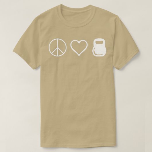 Peace Love Kettlebells Funny Cute Workout T-shirt (Design voorkant)