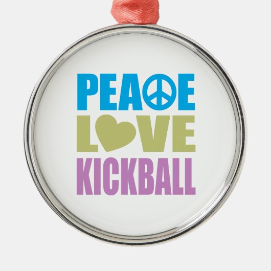 Peace Love Kickball Metalen Ornament (Voorkant)