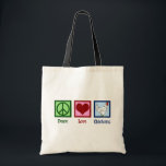Peace Love Kickens Tote Bag<br><div class="desc">Vredesbord,  hart en een schattige kip op een boerderij. Ik hou ervan boer te zijn en met dieren als kippen te werken. Peace Love Chickens.</div>