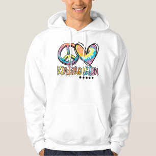Peace Love Kindergarten Funny Tie Dye Eerste dag v Hoodie