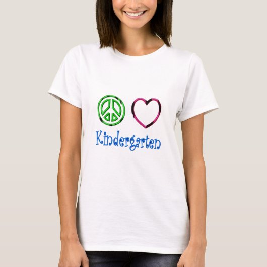Peace Love Kindergarten School Kind Grade Teacher T-shirt (Voorkant)