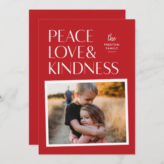 Peace Love & Kindness Holiday - kerstfotokaart Feestdagenkaart (Voorkant / Achterkant)