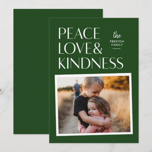 Peace Love & Kindness Holiday - kerstfotokaart Feestdagenkaart (Voorkant / Achterkant)