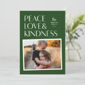 Peace Love & Kindness Holiday - kerstfotokaart Feestdagenkaart (Staand voorkant)