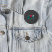 Peace Love Kindness Symbols Teal Design  Ronde Button 5,7 Cm (In situ)