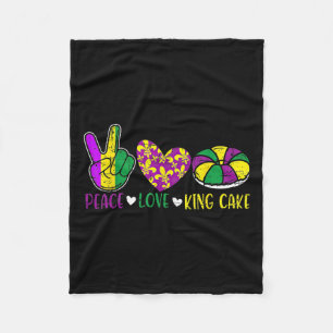 Peace Love King Cake Funny Mardi Gras Festival Par Fleece Deken