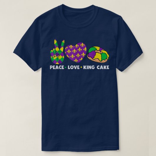 Peace Love King Cake Funny Mardi Gras Festival Par T-shirt (Design voorkant)
