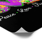 Peace Love King Cake Funny Mardi Gras Party Carniv Poster (Hoek)