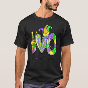 Peace Love King Cake Mardi Gras Mannen Vrouwen Kin T-shirt