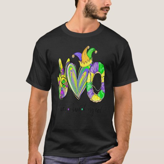 Peace Love King Cake Mardi Gras Mannen Vrouwen Kin T-shirt (Voorkant)