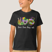 Peace Love King Cake Mardi Gras Party New Orleans T-shirt (Voorkant)