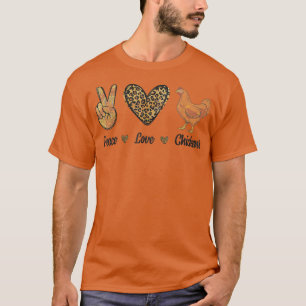 Peace Love Kippen Leopard Boerderij Dierenvrienden T-shirt