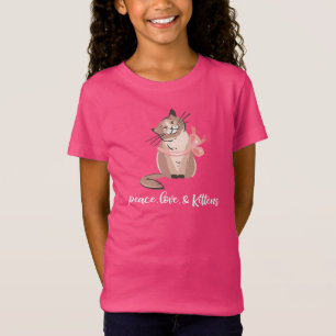 Peace, Love & Kittens Cute Girls Cat Lover T-shirt