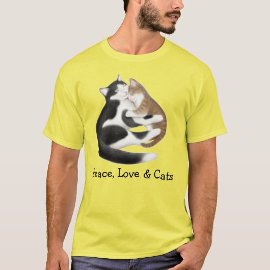 Peace Love Kitty Cats Tie Dye T-Shirt (Voorkant)
