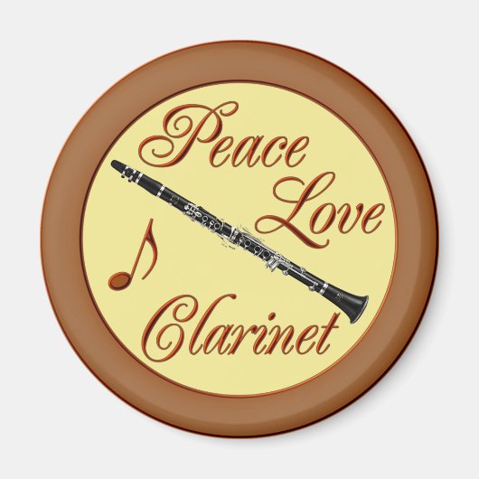 PEACE LOVE KLARINET MAGNEET (Voorkant)