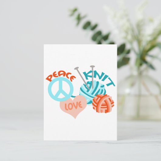 PEACE LOVE KNIT BRIEFKAART (Staand voorkant)