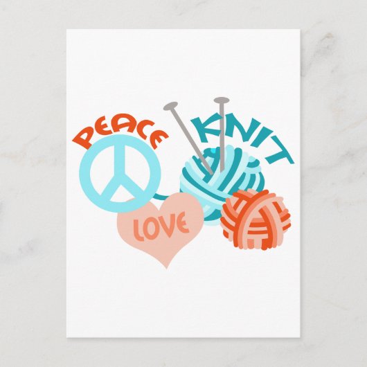 PEACE LOVE KNIT BRIEFKAART (Voorkant)