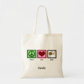 Peace Love Knit Personalized Knitting Tote Bag (Voorkant)
