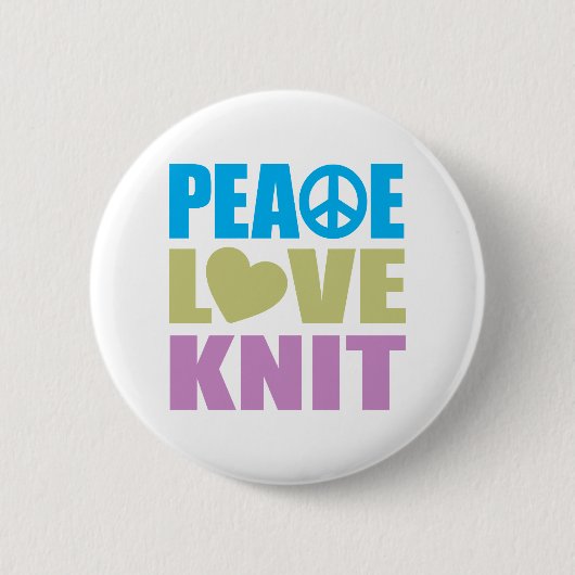 Peace Love Knit Ronde Button 5,7 Cm (Voorkant)
