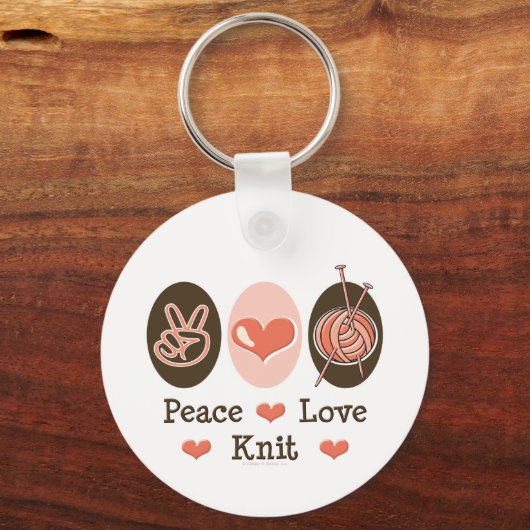 Peace Love Knit Sleutelhanger (Voorkant)