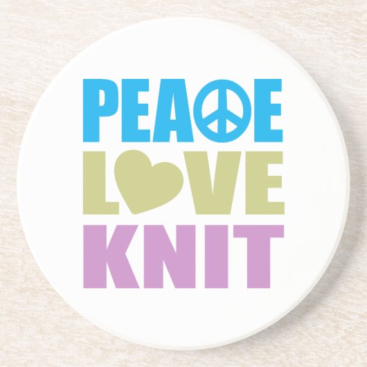 Peace Love Knit Zandsteen Onderzetter (Voorkant)